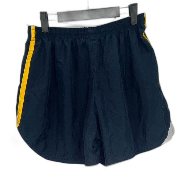 Nike Classic Workout Shorts in Navy with White/Yellow Stripe Size Large (12/14) - Picture 3 of 5